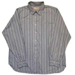 J. Crew Blue Casual Button‎ Down Shirt with Stripes 100% Cotton Size XL